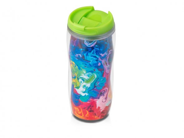 Термокружка Mony 400мл, под цифровую печать, прозрачный/зеленый 