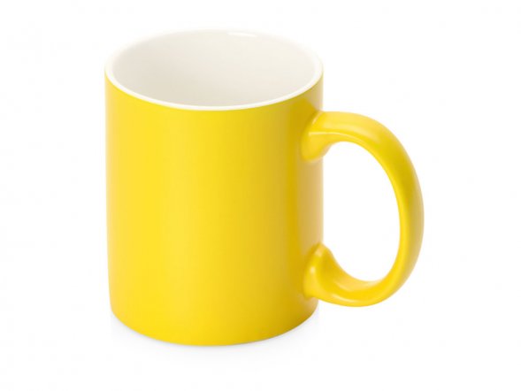 Матовая кружка Марко базовой формы, цветная снаружи, белая внутри, желтый 