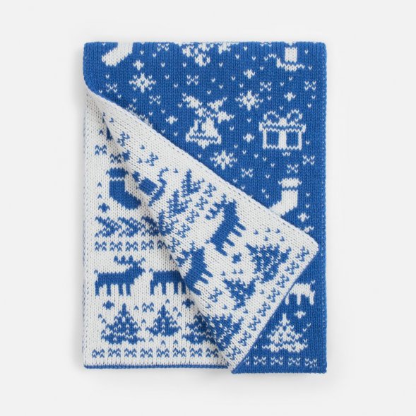 Шарф Holidale, синий с молочным 