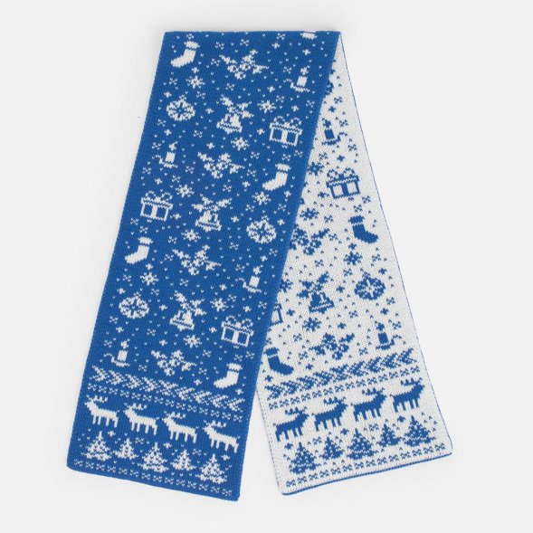 Шарф Holidale, синий с молочным 