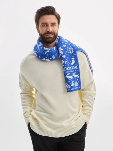 Шарф Holidale, синий с молочным 