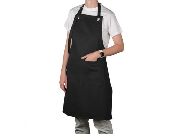 Хлопковый фартук Delight с карманом и регулируемыми завязками, черный 