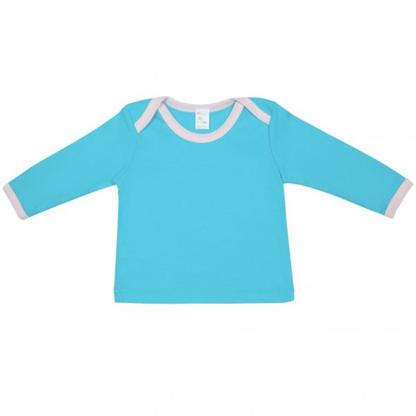 Футболка детская с длинным рукавом Baby Prime, бирюзовая с розовым 