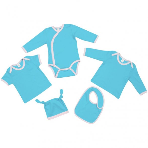 Футболка детская с длинным рукавом Baby Prime, бирюзовая с розовым 