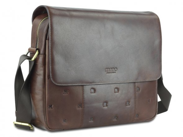 Сумка через плечо Mano Don Leon, натуральная кожа в коричневом цвете, 38 х 30 х 7 см 