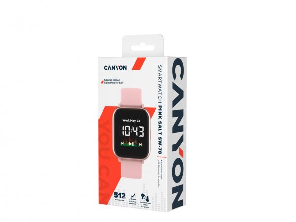 Смарт-часы со встроенным плеером Canyon SaltSW-78, розовый 