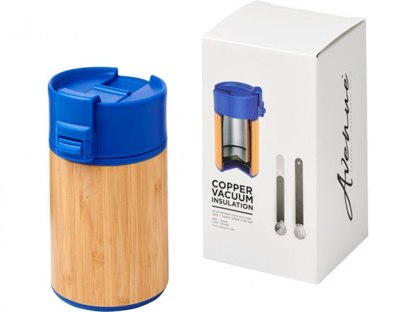 Вакуумный герметичный термостакан Arca с покрытием из меди и бамбука 200 мл, синий 