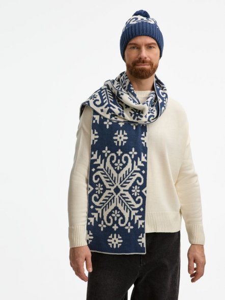Шарф Wintertude L, синий с белым 