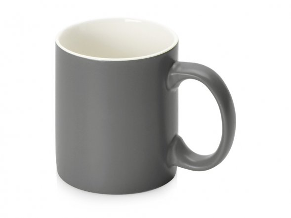 Матовая кружка Марко базовой формы, цветная снаружи, белая внутри, серый 