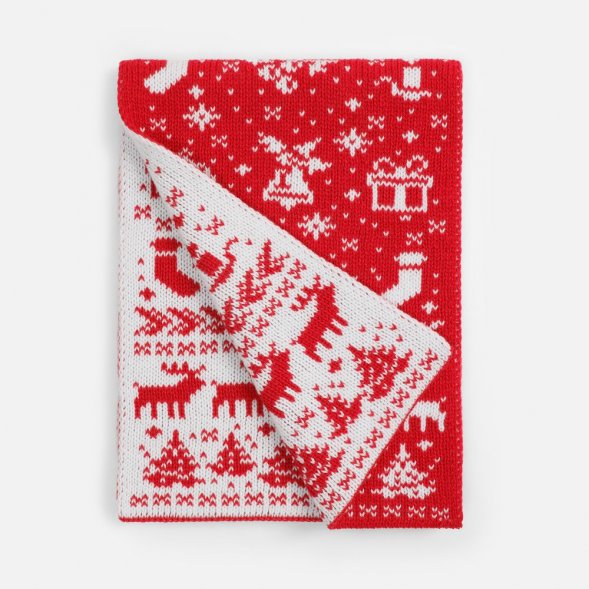 Шарф Holidale, красный с молочным 