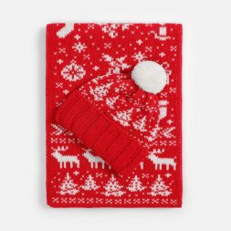 Шарф Holidale, красный с молочным