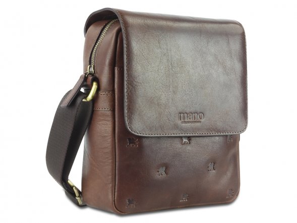 Сумка через плечо Mano Don Leon, натуральная кожа в коричневом цвете, 20 х 25 х 8 см 