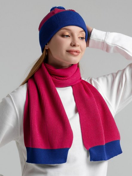 Шарф Snappy, фуксия с синим 