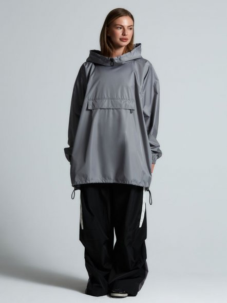 Дождевик-анорак Hard Work, укороченный, серый, единый размер 