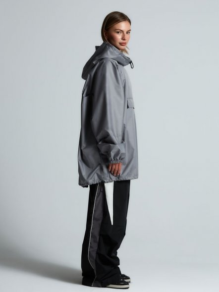 Дождевик-анорак Hard Work, укороченный, серый, единый размер 
