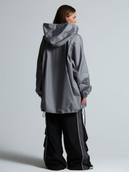 Дождевик-анорак Hard Work, укороченный, серый, единый размер 