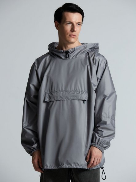 Дождевик-анорак Hard Work, укороченный, серый, единый размер 