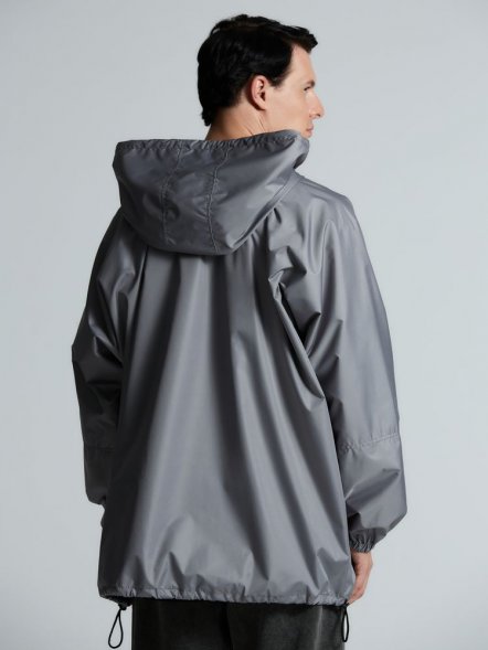 Дождевик-анорак Hard Work, укороченный, серый, единый размер 