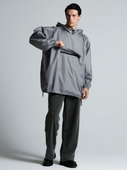 Дождевик-анорак Hard Work, укороченный, серый, единый размер 