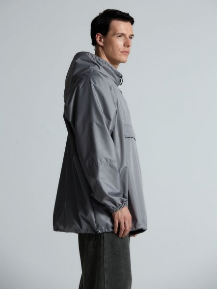 Дождевик-анорак Hard Work, укороченный, серый, единый размер 