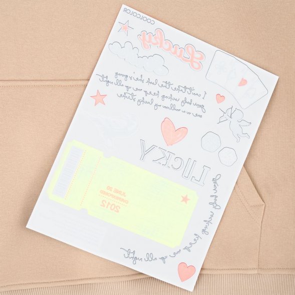 Худи оверсайз с термонаклейками Lucky Strike, бежевое 