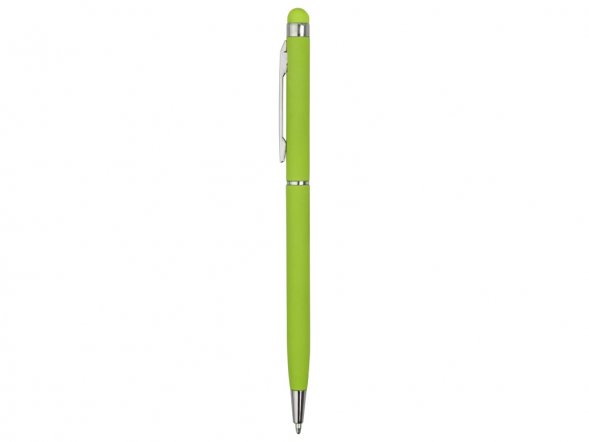 Ручка-стилус шариковая Jucy Soft с покрытием soft touch, зеленое яблоко (Р) 