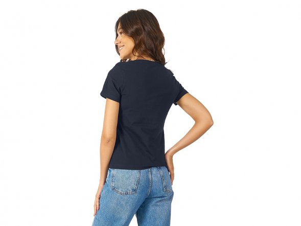 Футболка Heavy Super Club женская с V-образным вырезом, темно-синий 