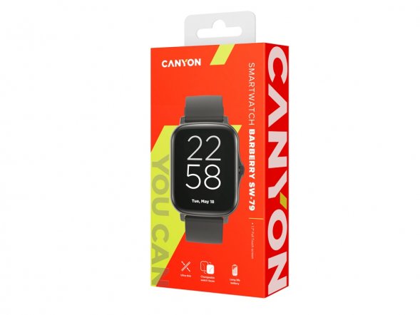 Умные часы CANYON Barberry SW-79, IP 67, BT 5.1, сенсорный дисплей 1.7, черный 