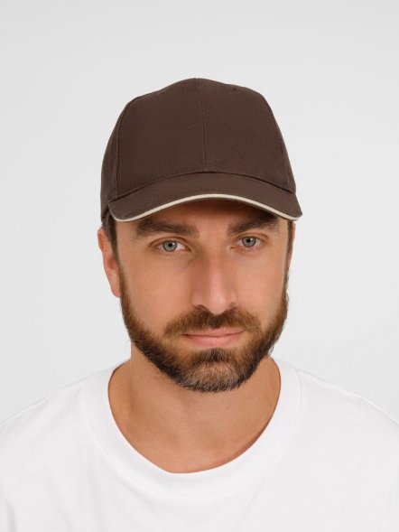 Бейсболка Buffalo, коричневая с бежевым 