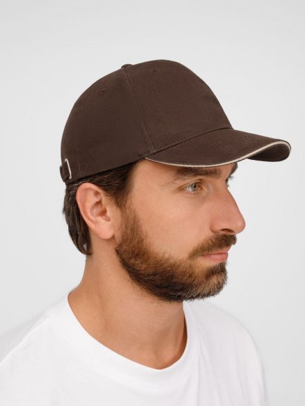 Бейсболка Buffalo, коричневая с бежевым 