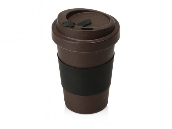 Стакан из кофе с силиконовой манжетой Latte, коричневый 