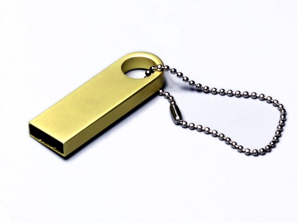 USB 2.0-флешка на 128 Гб с мини чипом и круглым отверстием, золотистый 