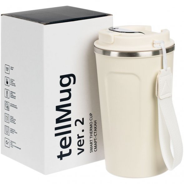 Смарт-стакан с заменяемой батареей tellMug, ver.2, молочно-белый 