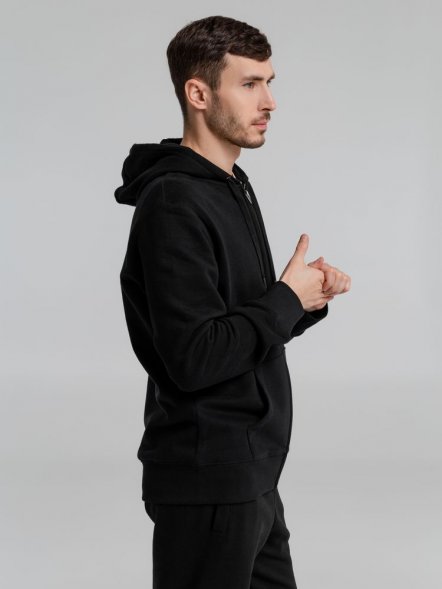 Толстовка на молнии с капюшоном унисекс King, черная 