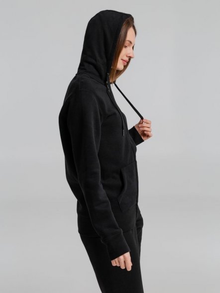 Толстовка на молнии с капюшоном унисекс King, черная 