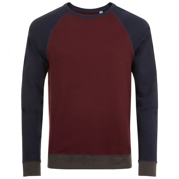 Толстовка унисекс Sandro, бордовая с темно-синим 