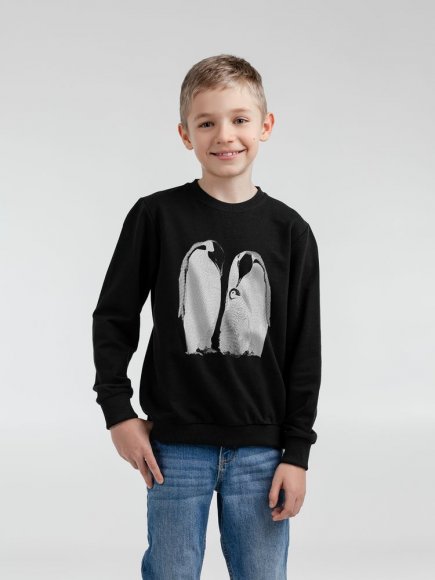 Свитшот детский Like a Penguin, черный 