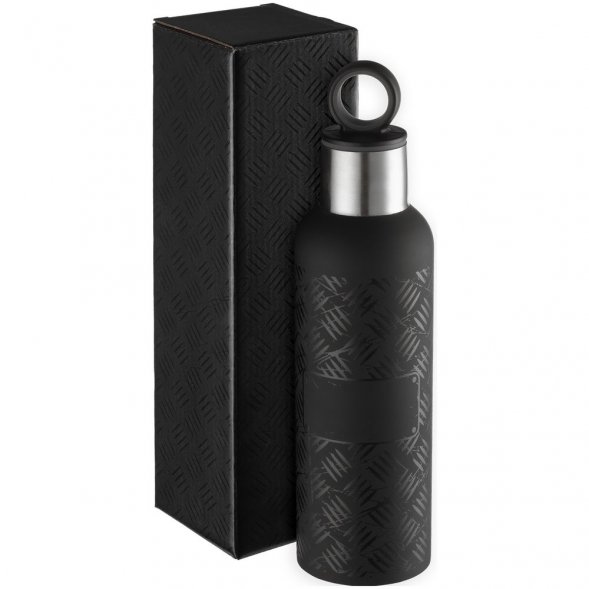 Tермобутылка Hard Work Black, черная 