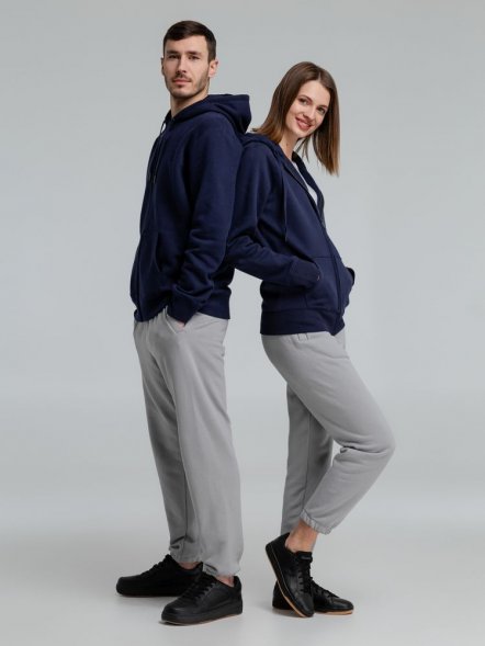 Толстовка на молнии с капюшоном унисекс King, темно-синяя 