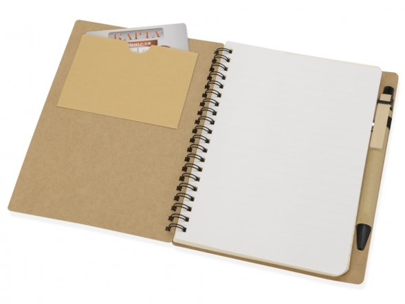 Блокнот Дейзи с ручкой, крафт/черный 