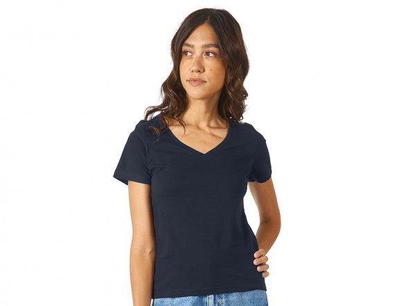 Футболка Heavy Super Club женская с V-образным вырезом, темно-синий 