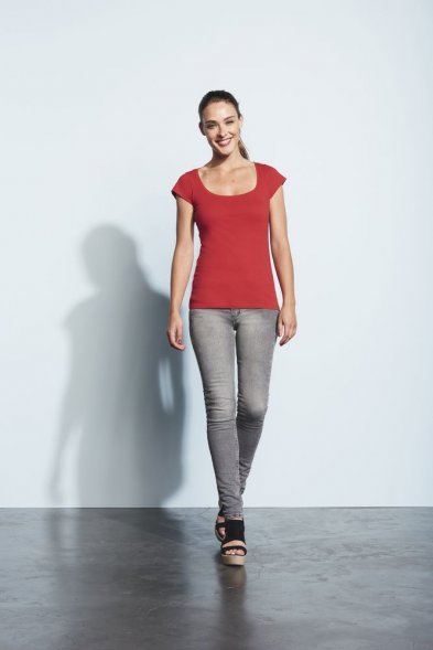 Футболка женская Melrose 150 с глубоким вырезом, зеленое яблоко 