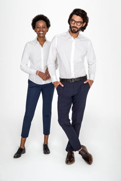 Рубашка женская с длинным рукавом Eden 140 голубая 