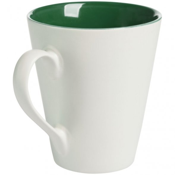 Кружка New Bell матовая, белая с зеленым 
