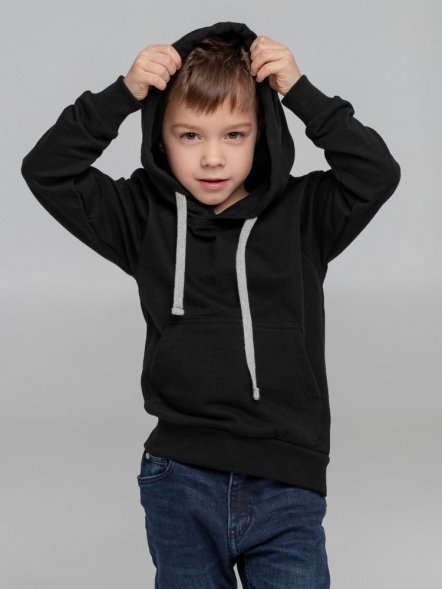 Толстовка с капюшоном детская Kirenga Kids, черная 