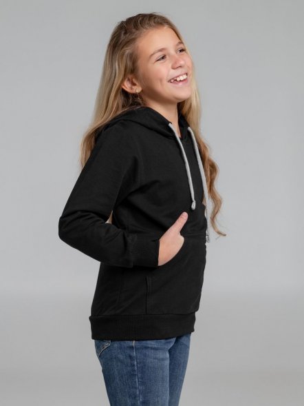 Толстовка с капюшоном детская Kirenga Kids, черная 