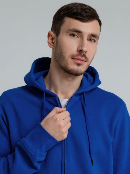 Толстовка на молнии с капюшоном унисекс King, ярко-синяя 