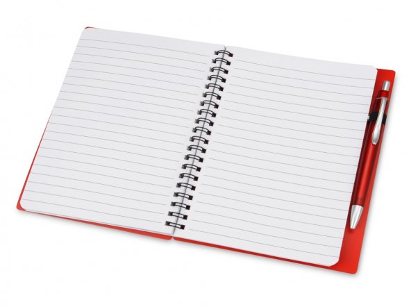 Блокнот Контакт с ручкой, красный 