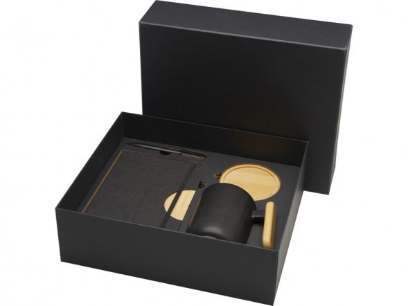 Laura подарочный набор из блокнота формата А5 в твердой обложке и шариковой ручки - сплошной черный 