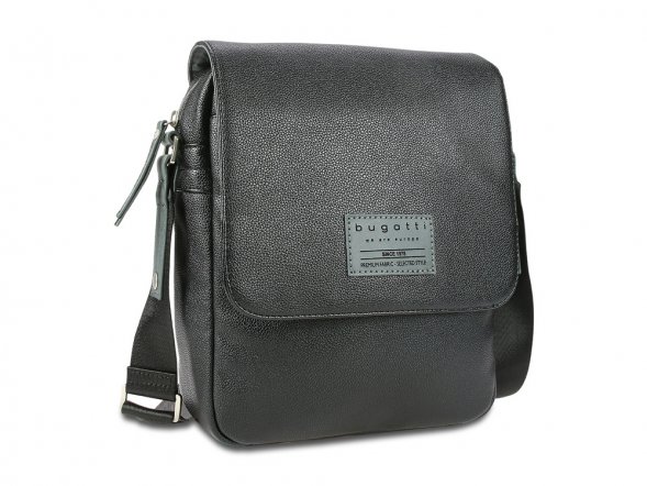 Сумка наплечная BUGATTI Moto D, чёрная, полиуретан, 25х8х30 см, 4 л 
